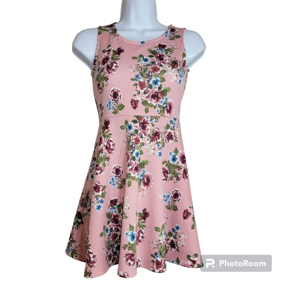 Jenna & Jessie Girls Size 10 Pink Floral Fit and Flare Sleeveless Dress EUC